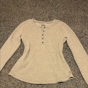 Eddie Bauer Light Gray Waffle Knit Henley